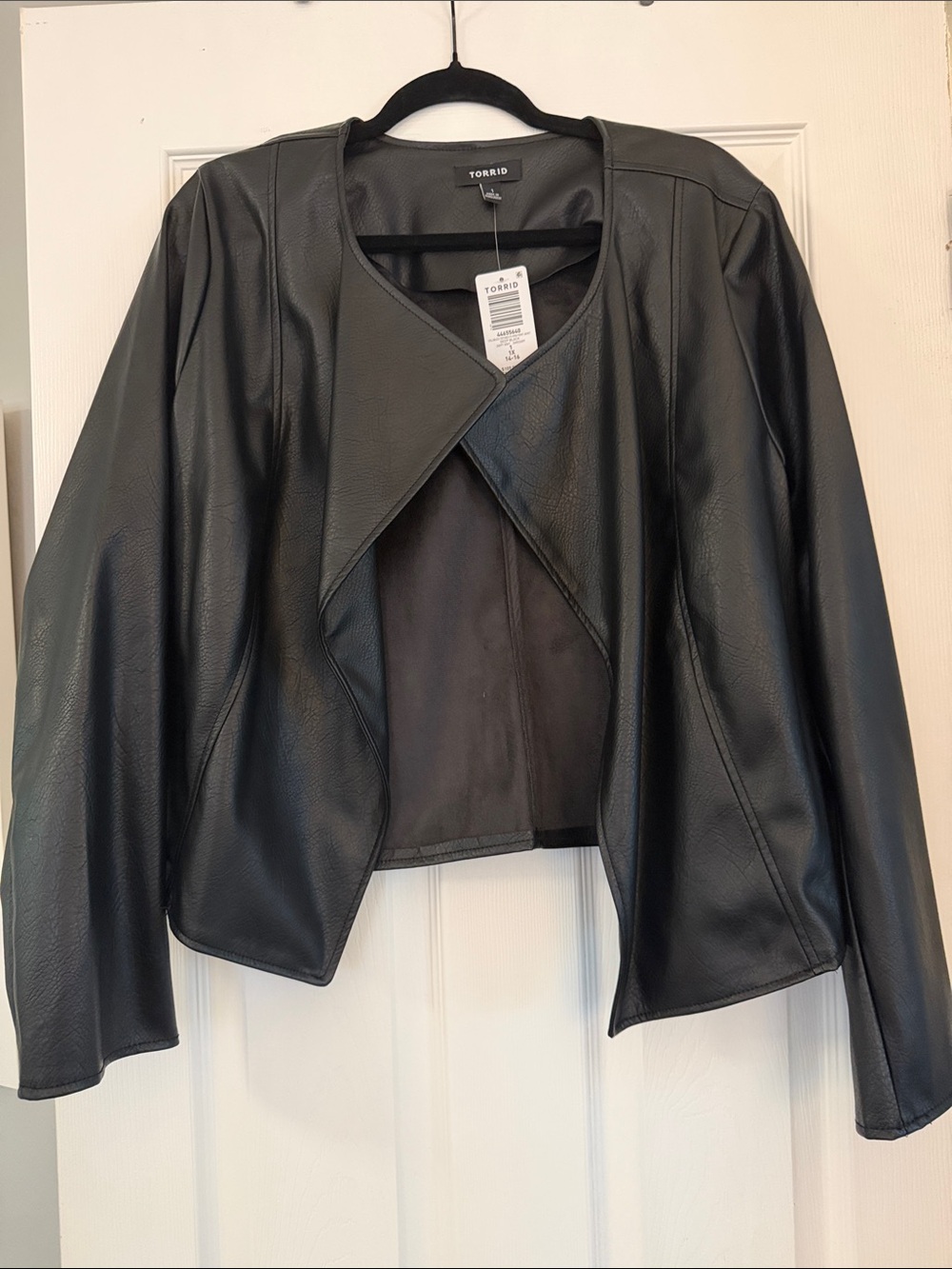 torrid Black Faux Leather Open Drape Jacket